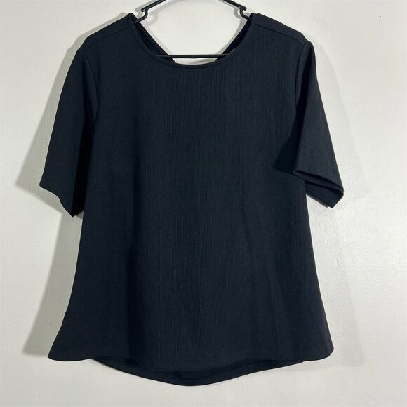 Worthington Women's 0X Black‎ Twist-Back Short Sleeve Tee Top Casual NWT - Picture 1 of 9